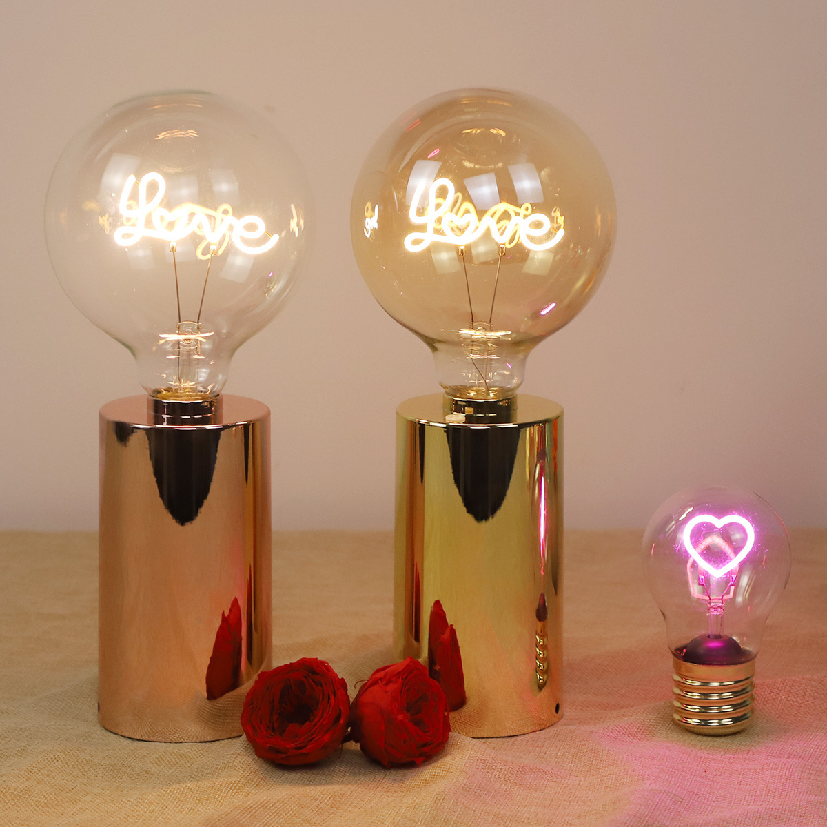 Romantic Love Led Letter Lights Sign Filament Led Bulb Light Source Cob Led Table Lamp For Wedding Home Decor