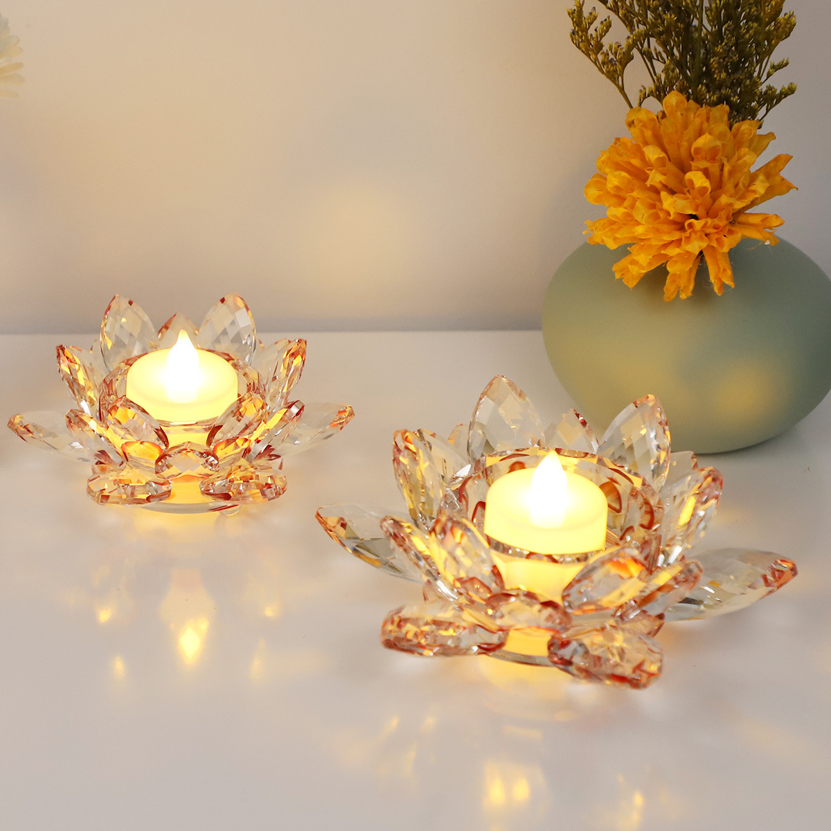 modern flower shape candle holders candlestick holder crystal chandeliers candle holder weeding decor