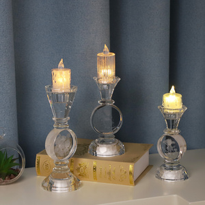 Wholesale Modern Glowing LED Crystal Tall Candle Holders Lanterns Candle Jars