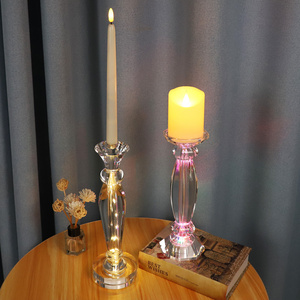 pillar candles holder glass candle holder with led candle wedding crystal candelabra