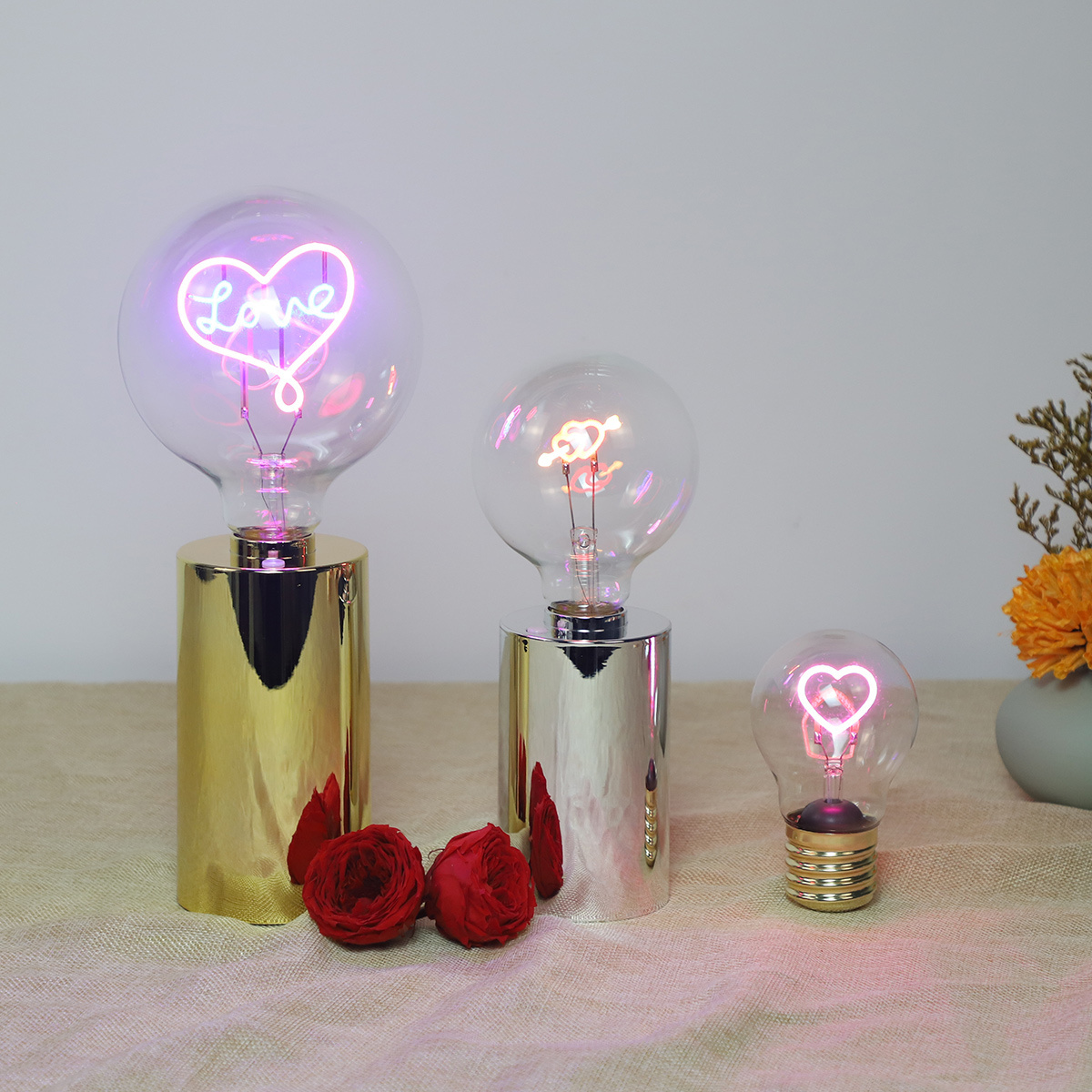 Romantic Love Led Letter Lights Sign Filament Led Bulb Light Source Cob Led Table Lamp For Wedding Home Decor