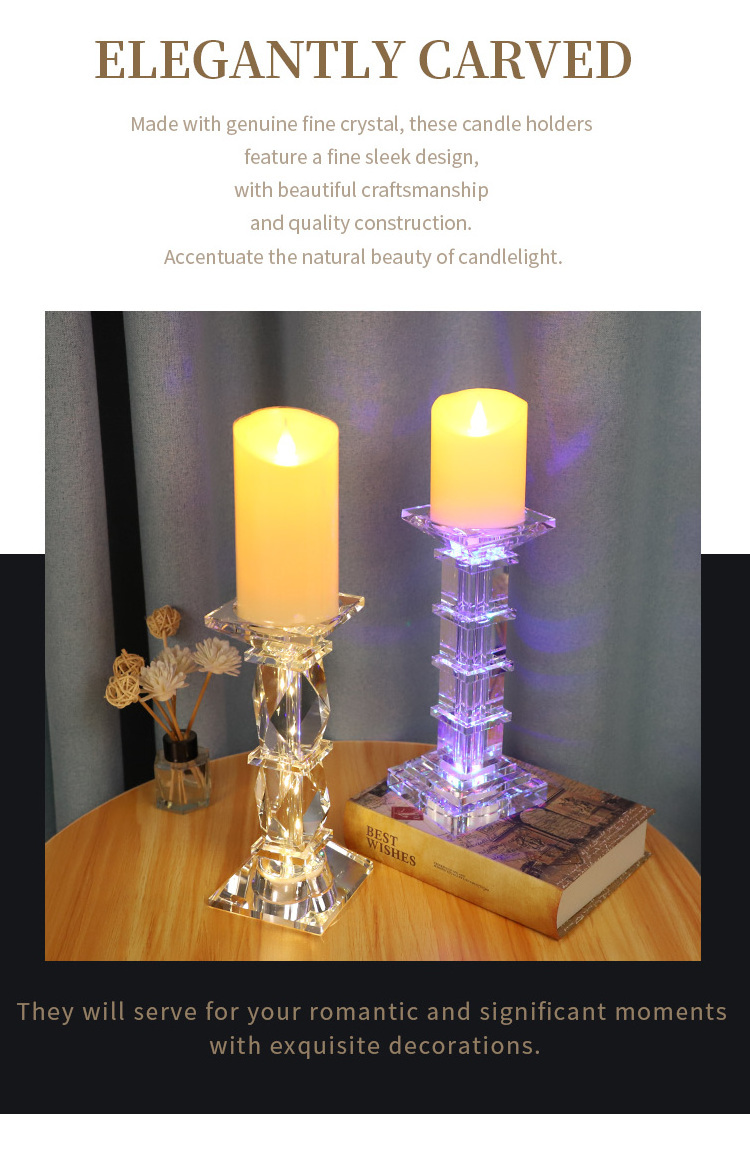 pillar candles holder glass candle holder with led candle wedding crystal candelabra