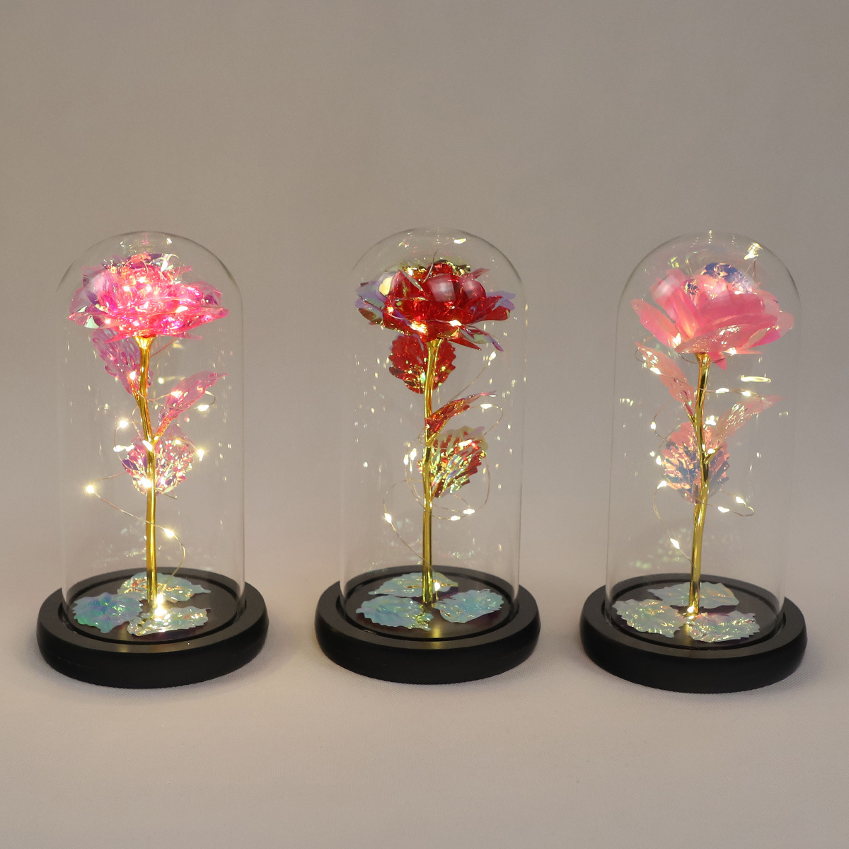 flowers artificial decoration custom oval glass domes with base with led lights gifts for mom grandma wife sister