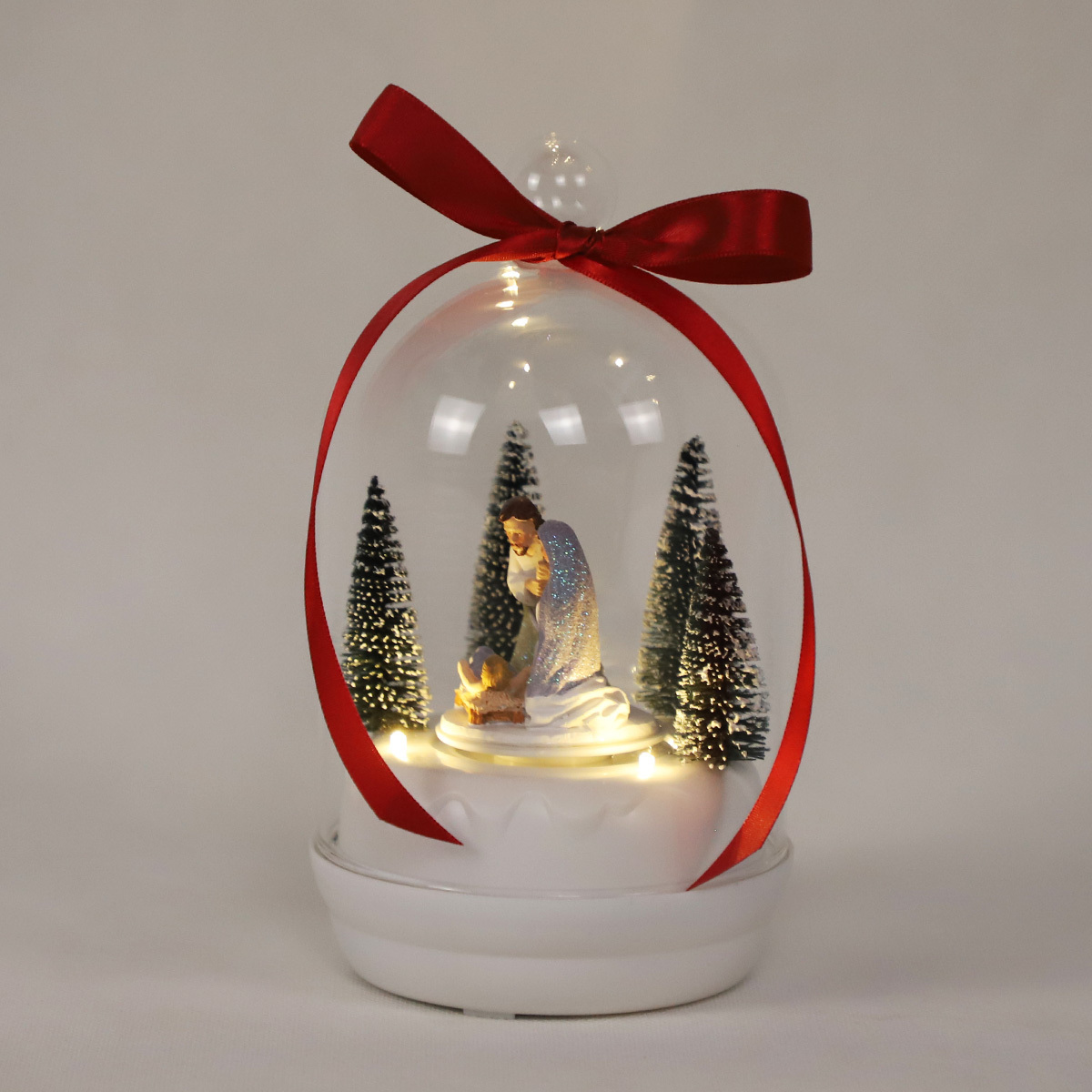 high quality glass christmas musical revolving ball ornament christmas glass flat ornament illuminated decorations