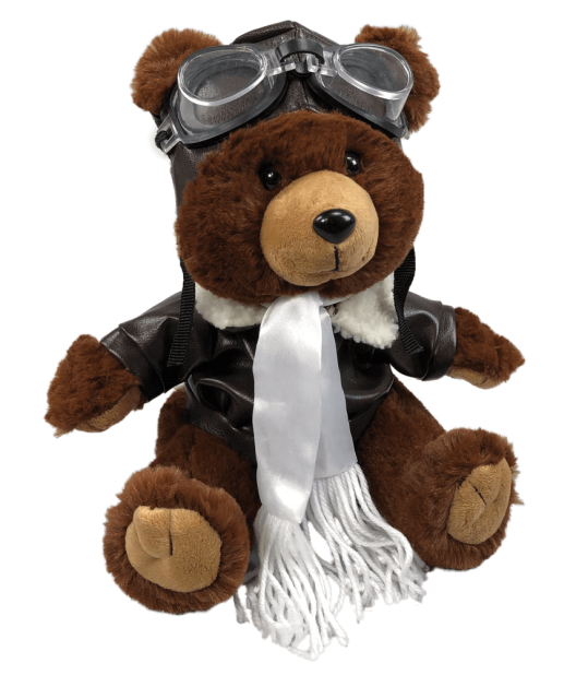 Original manufacturer  new sunrise custom handsome soft plush aviator teddy bear doll toy with glasses leather garment