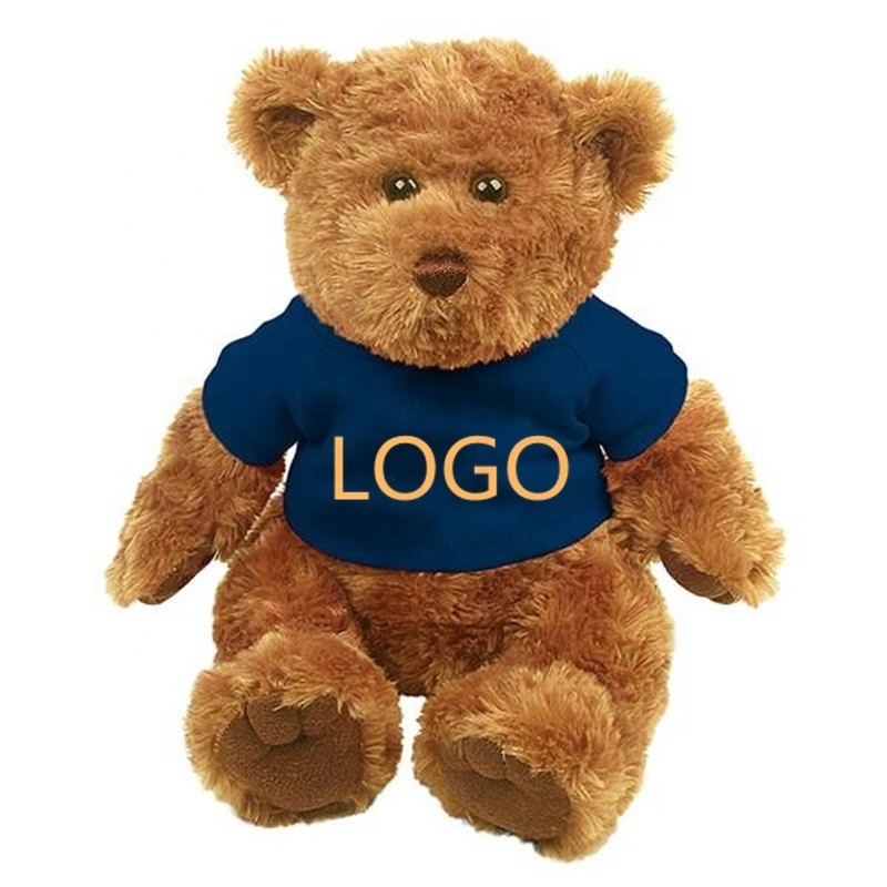 free sample custom blank personalized logo fluffy teddy bear shirt bulk soft plush stuffed animal soft teddy bear with T shirt