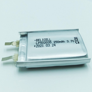 Wearable Devices Custom Rechargeable Lipo 502035 250mAh 3.7V Lithium Polymer Battery