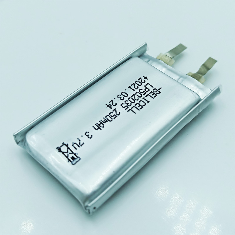 Wearable Devices Custom Rechargeable Lipo 502035 250mAh 3.7V Lithium Polymer Battery