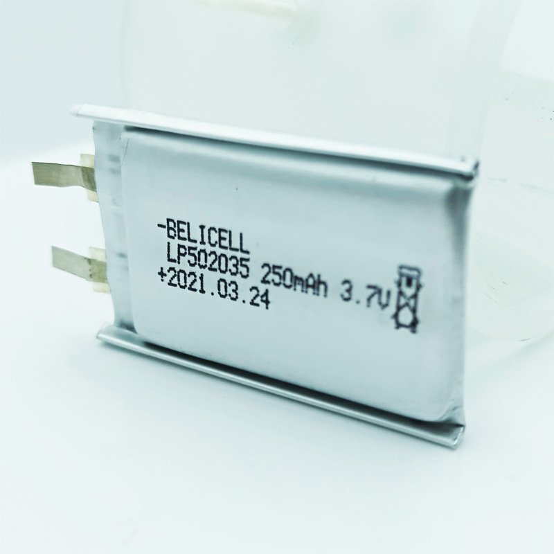 Wearable Devices Custom Rechargeable Lipo 502035 250mAh 3.7V Lithium Polymer Battery