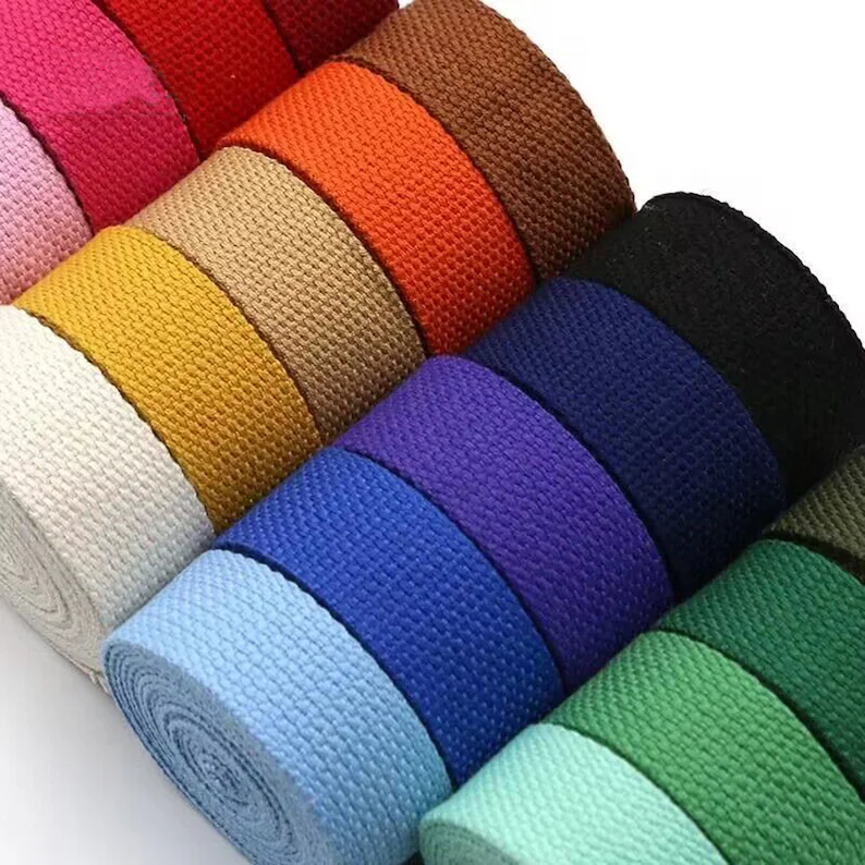 2cm/2.5cm/3.2cm/3.8cm/5cm 2 Inch Cotton Webbing Heavy Duty Bag handles, bag strap for Belts bag Upholstery Webbing