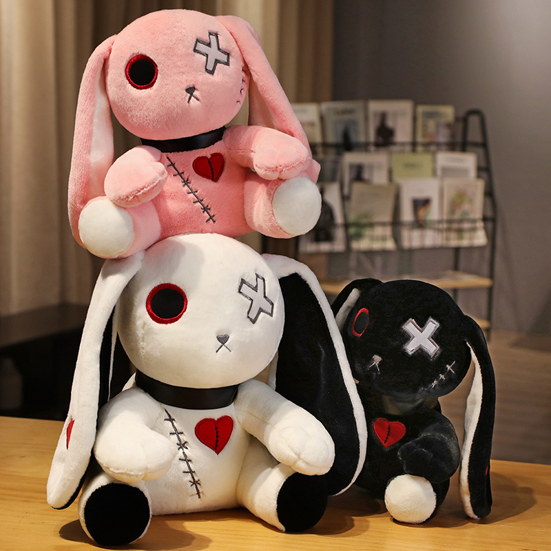 20CM 30CM Reborn Rabbit dolls kill gothic Plush Bunny Long Ear Stuffed Soft Bunny Animal Plush Dark Rebirth Rabbit Toy