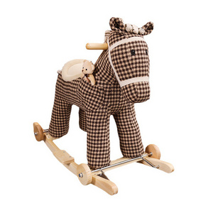 Cartoon Baby Animals Rocking Horse Toy OEM/ODM Stuffed Doll Kids Wooden Riding Decoration For Kids