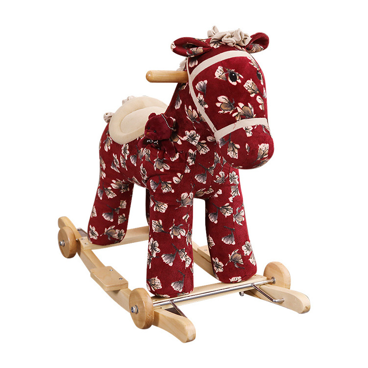 Cartoon Baby Animals Rocking Horse Toy OEM/ODM Stuffed Doll Kids Wooden Riding Decoration For Kids