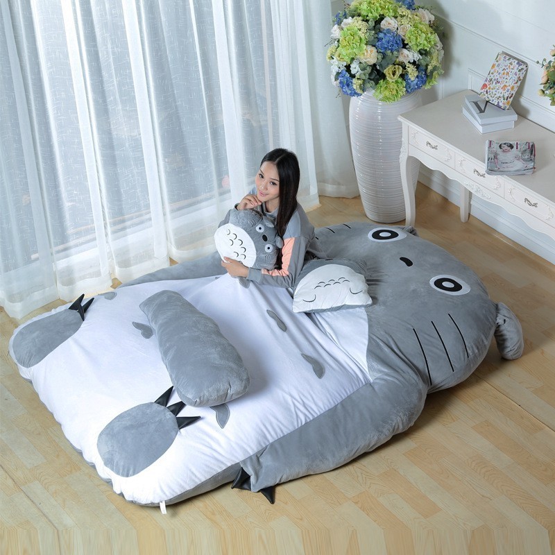 wholesale free shipping furniture lazy sofa baby beanbag large size cotton floor totoro bed plush toy for sleeping