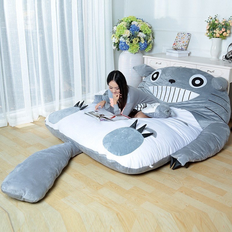 wholesale free shipping furniture lazy sofa baby beanbag large size cotton floor totoro bed plush toy for sleeping