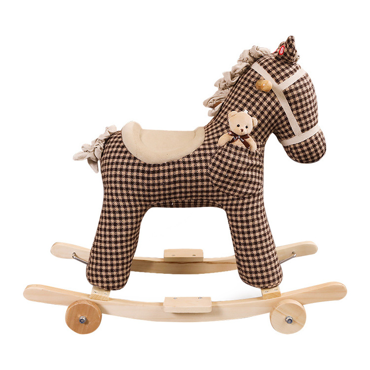 Cartoon Baby Animals Rocking Horse Toy OEM/ODM Stuffed Doll Kids Wooden Riding Decoration For Kids