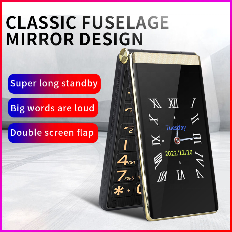 F10 2.4Inch Unlocked Dual Screen Flip Phone Dual Sim Senior 5900mAh Battery SOS GSM Mobile Cell Phone