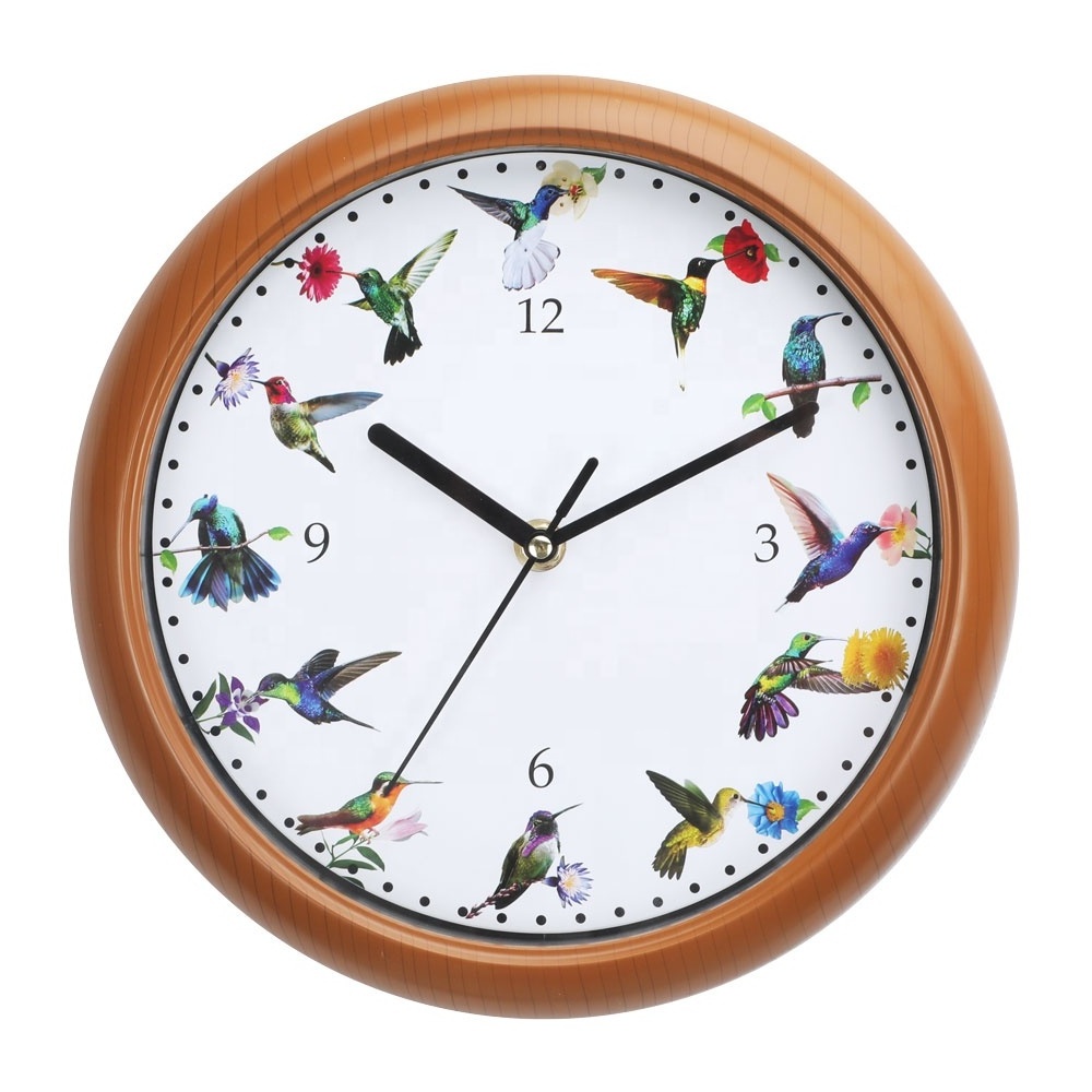 Yingzi wholesale Modern decorative cheap animal wood bird music children wall clock with sound