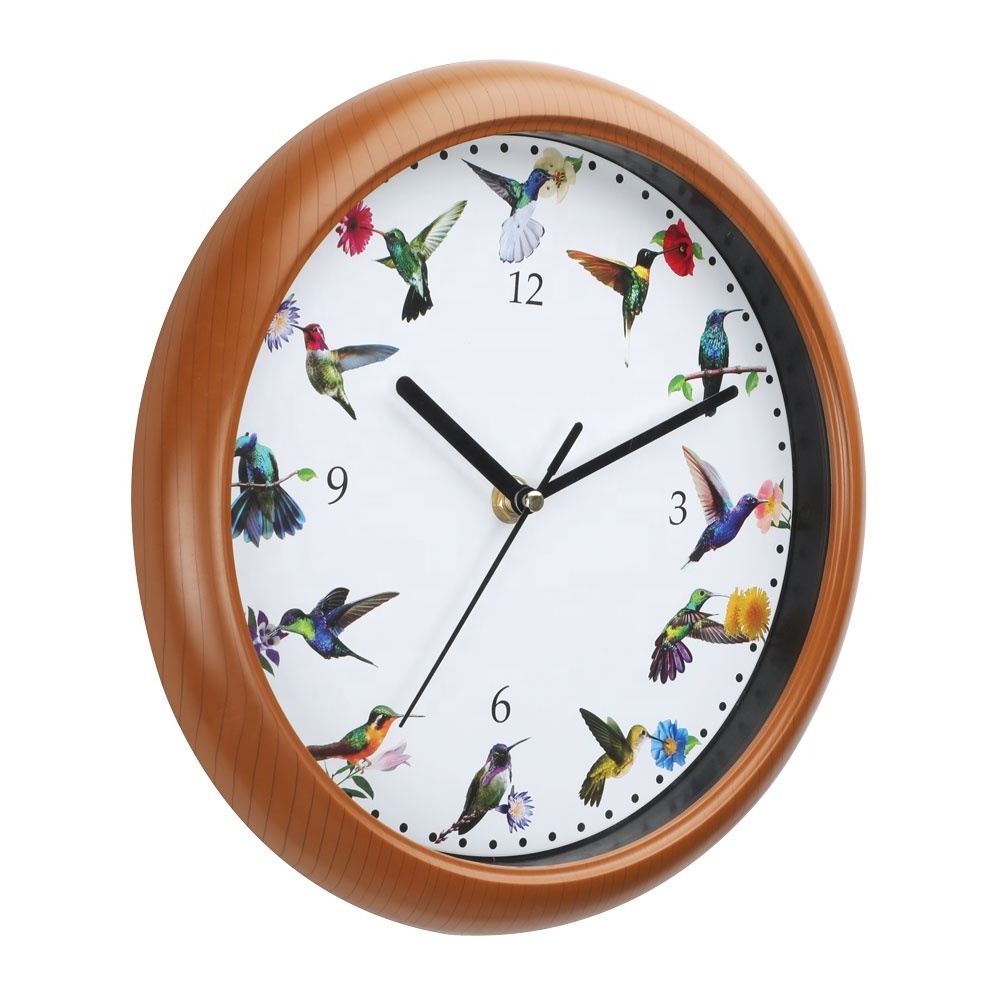 Yingzi wholesale Modern decorative cheap animal wood bird music children wall clock with sound