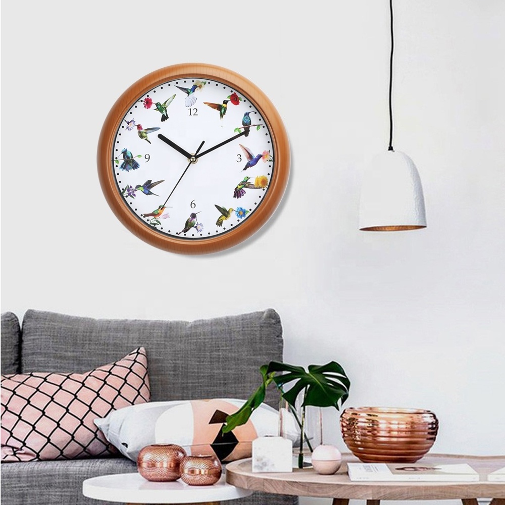 Yingzi wholesale Modern decorative cheap animal wood bird music children wall clock with sound