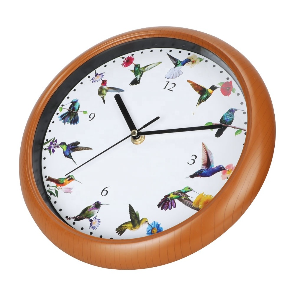 Yingzi wholesale Modern decorative cheap animal wood bird music children wall clock with sound