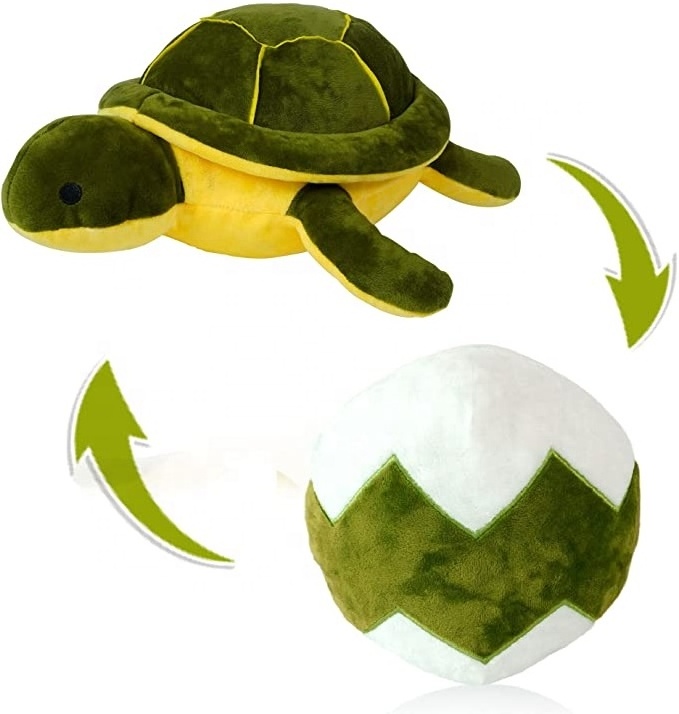 Reversible Turtle Plush Toys Soft and Cute Flip Stuffed Animal, from Egg to Baby Turtle, Interesting Gift