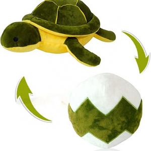 Reversible Turtle Plush Toys Soft and Cute Flip Stuffed Animal, from Egg to Baby Turtle, Interesting Gift