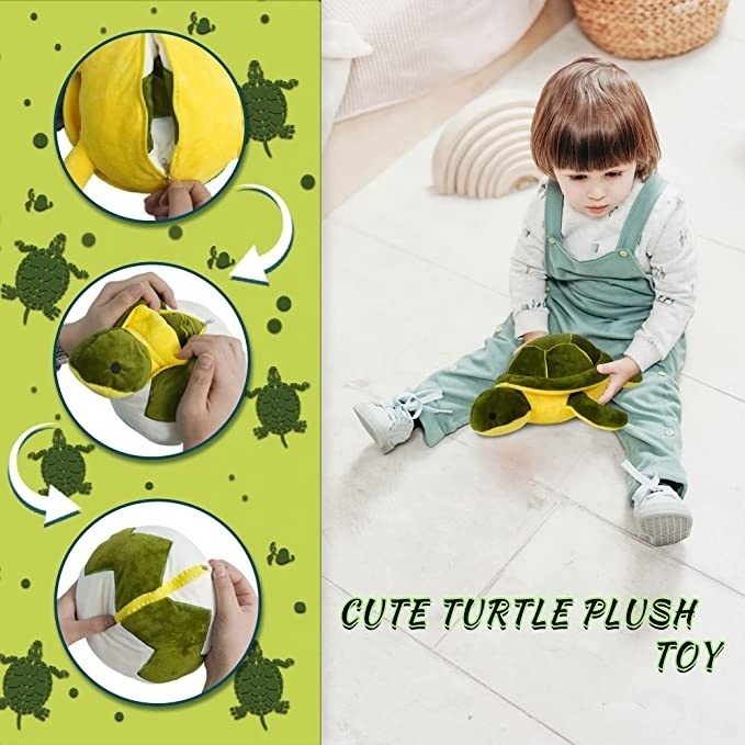 Reversible Turtle Plush Toys Soft and Cute Flip Stuffed Animal, from Egg to Baby Turtle, Interesting Gift