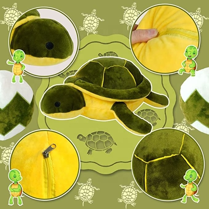 Reversible Turtle Plush Toys Soft and Cute Flip Stuffed Animal, from Egg to Baby Turtle, Interesting Gift