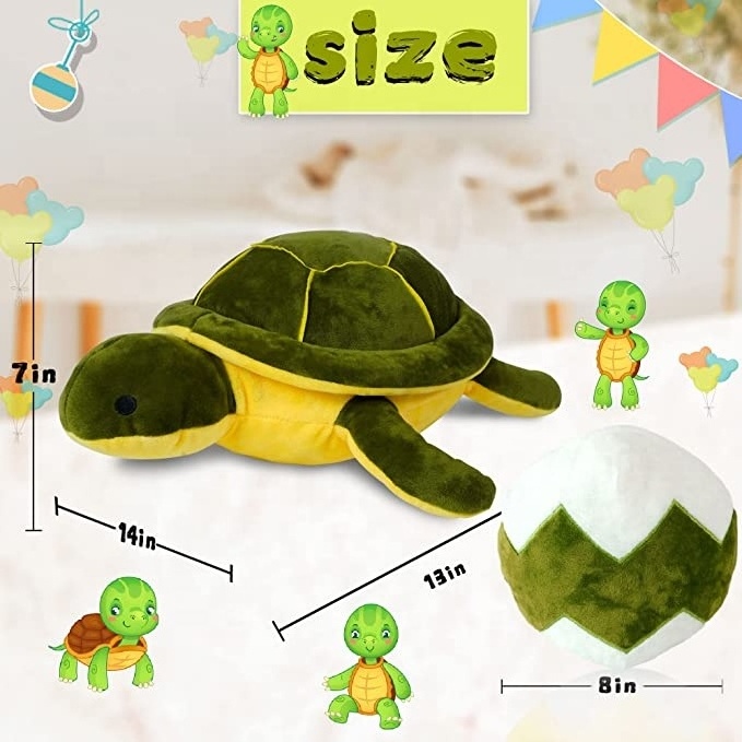 Reversible Turtle Plush Toys Soft and Cute Flip Stuffed Animal, from Egg to Baby Turtle, Interesting Gift