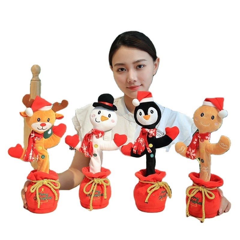 Baby Toys Singing and Dancing Christmas Plush Reindeer Snowman Penguin Toy Doll with Musical Singing for Children