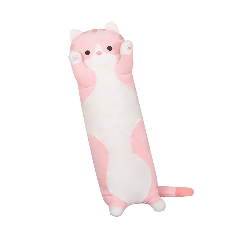 Kawaii Stuffed Animals Toys Pink Cat Kitten Plush Toy 50/70/90/110 CM Soft Cute Long Cat Pillow Long Body Soft Plush Pillow