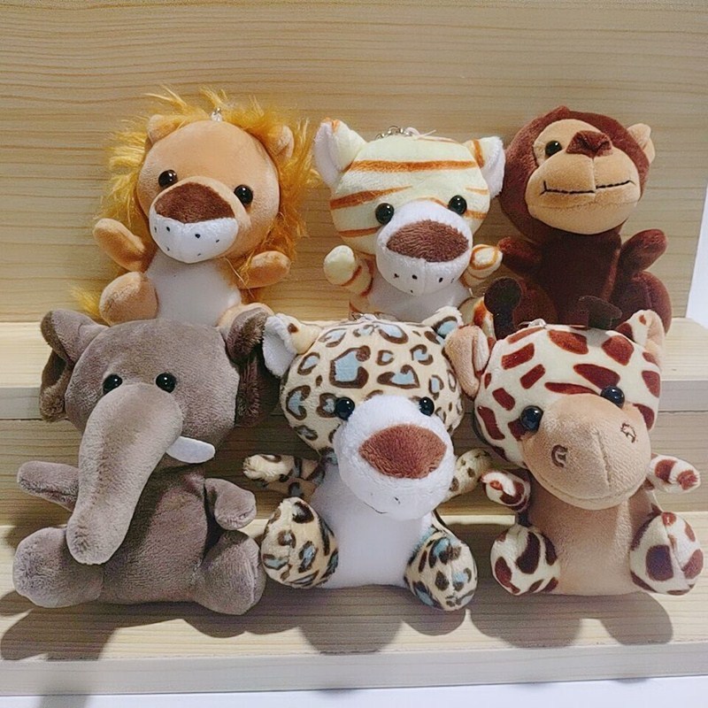 Custom In Stock 10-14 cm Forest Animal Stuffed Plush Toy Keychain Doll Mini Plush Lion Elephant Monkey Keychain