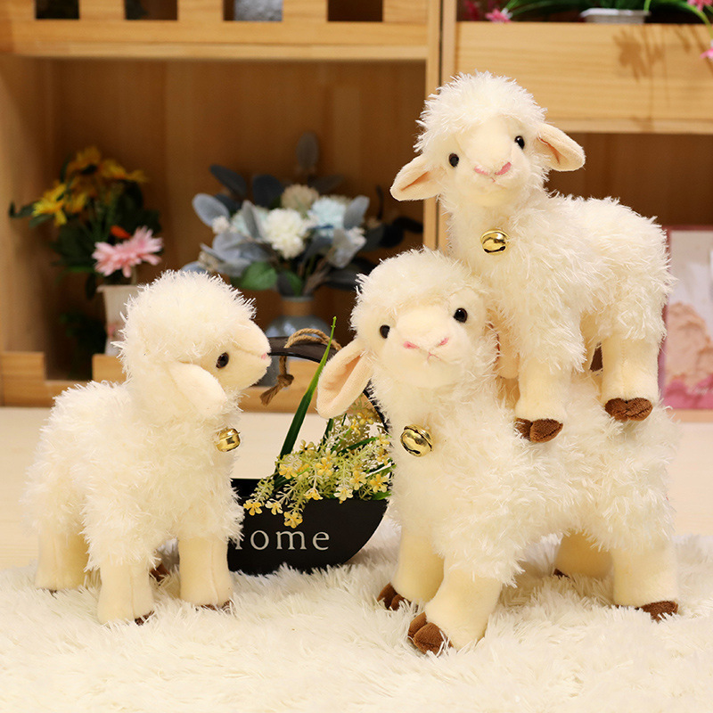 Factory New Products Standing White Sheep Soft Plush Toy Custom Simulation Stuffed Goat Animal Plush Toys