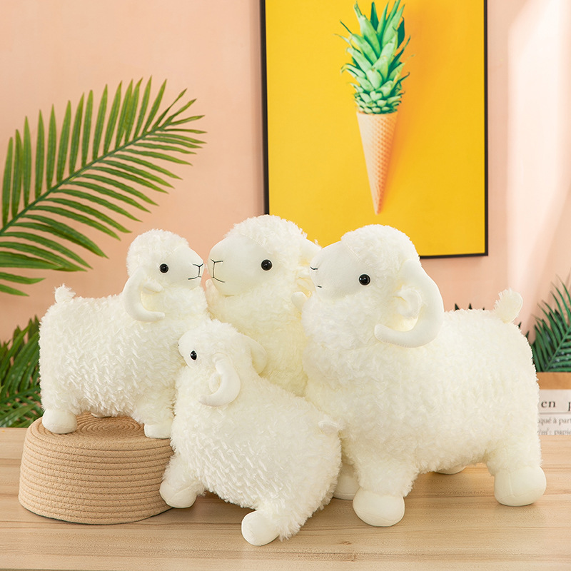 Factory New Products Standing White Sheep Soft Plush Toy Custom Simulation Stuffed Goat Animal Plush Toys