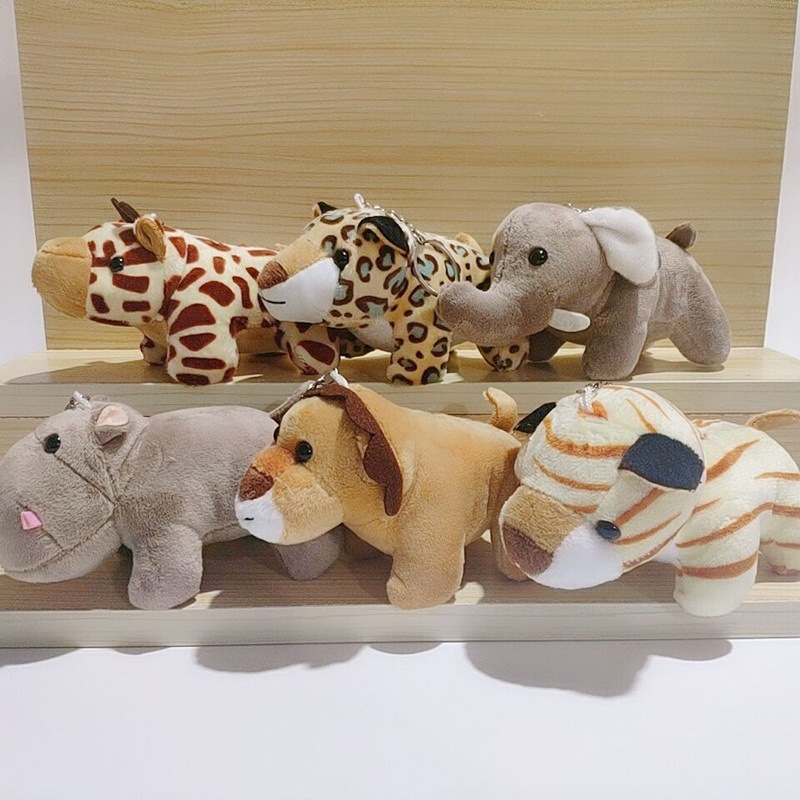 Custom In Stock 10-14 cm Forest Animal Stuffed Plush Toy Keychain Doll Mini Plush Lion Elephant Monkey Keychain