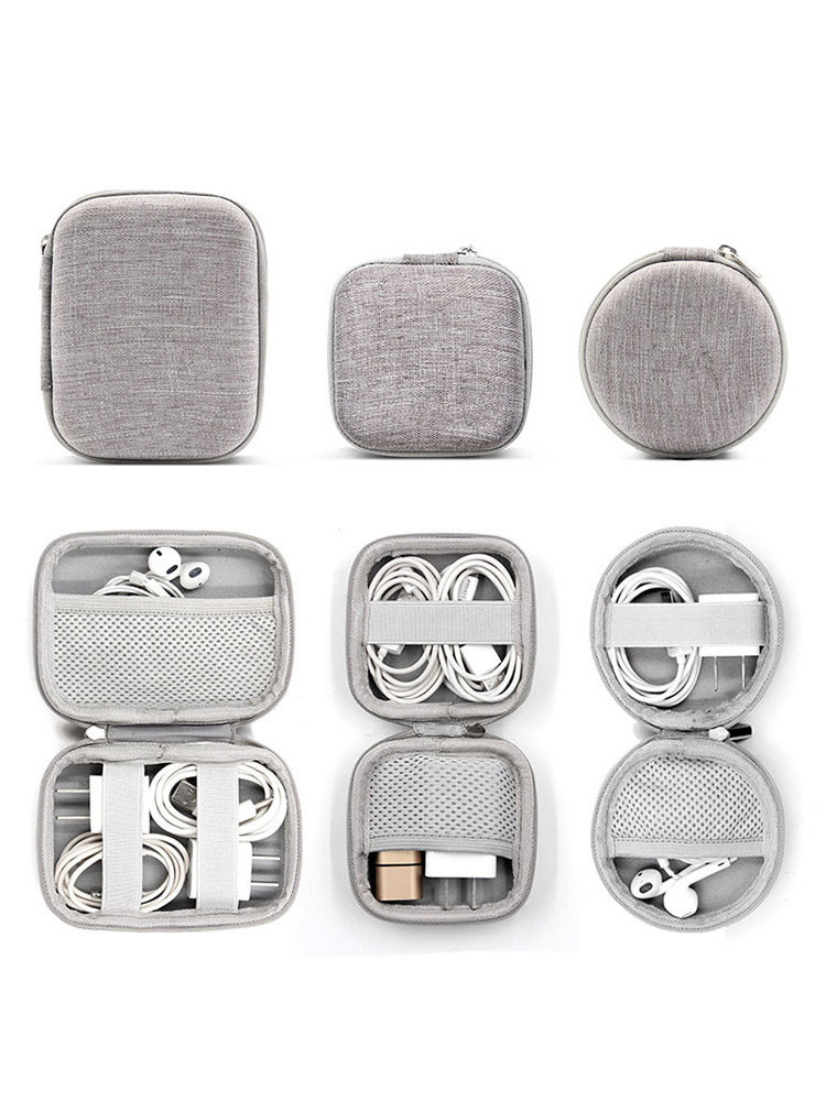 Travel carrying hard storage box eva mini carrying earphone case bag with zipper