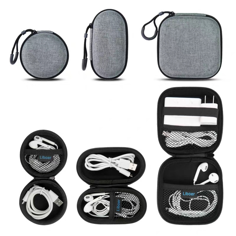 Travel carrying hard storage box eva mini carrying earphone case bag with zipper