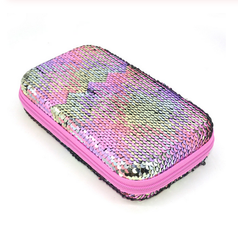 Eva material hard shell sequin pencil case cute cartoon logo pencil case