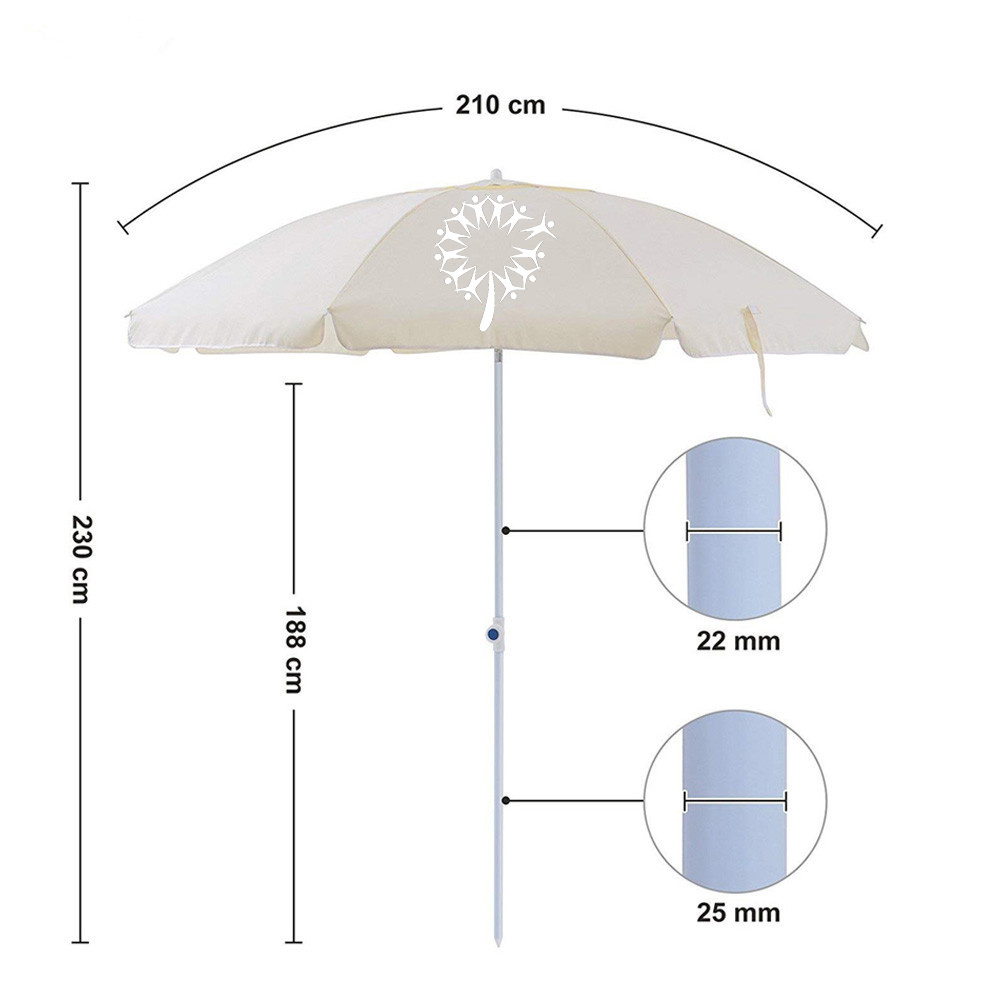 UV Protection Big Patio Umbrella White Twist-In Portable Parasols Outdoor Beach Umbrellas With Logo Printing