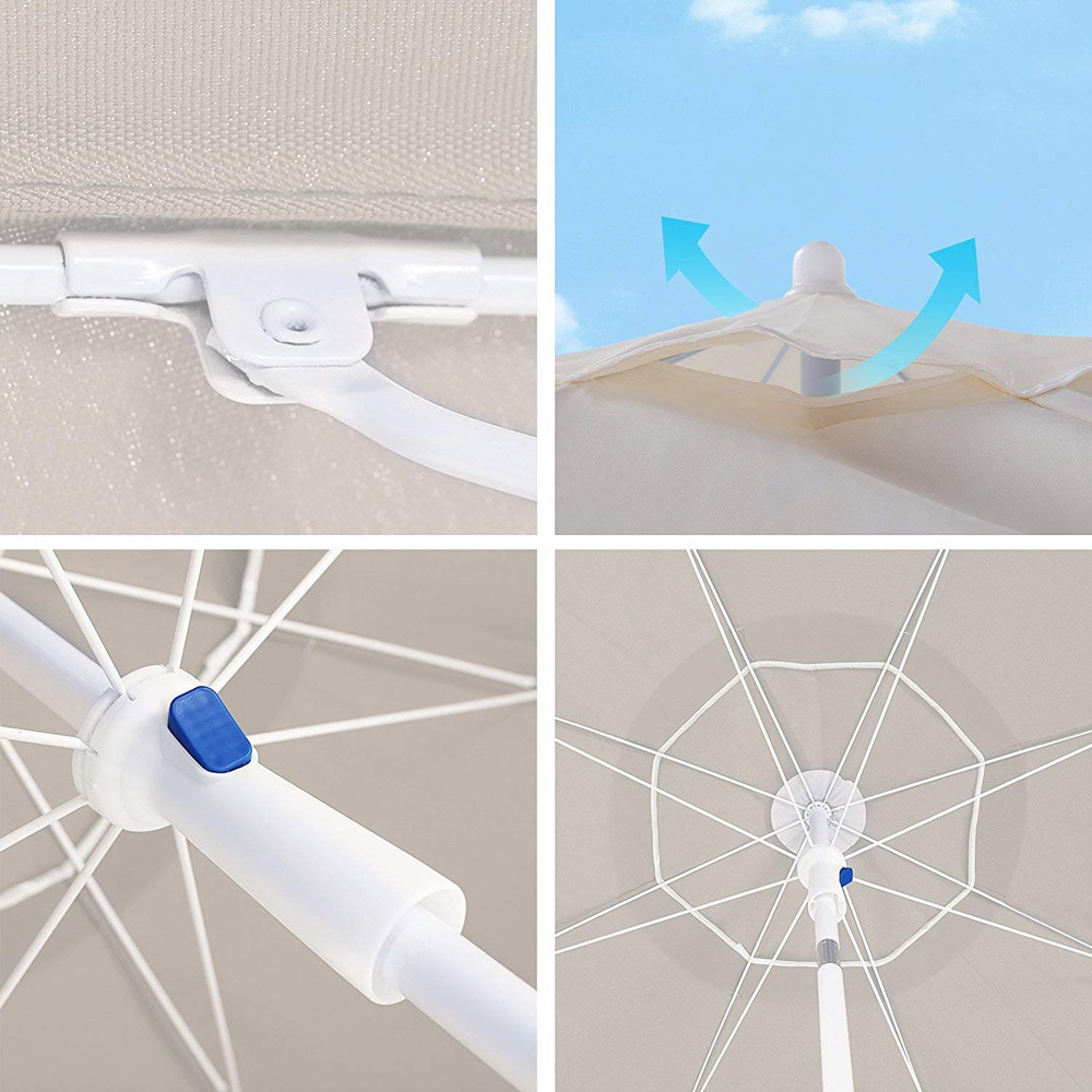 UV Protection Big Patio Umbrella White Twist-In Portable Parasols Outdoor Beach Umbrellas With Logo Printing