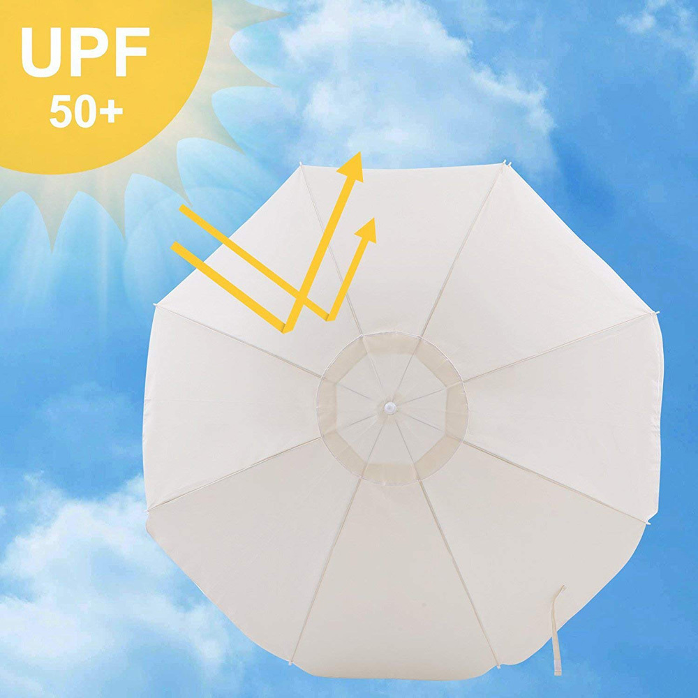 UV Protection Big Patio Umbrella White Twist-In Portable Parasols Outdoor Beach Umbrellas With Logo Printing