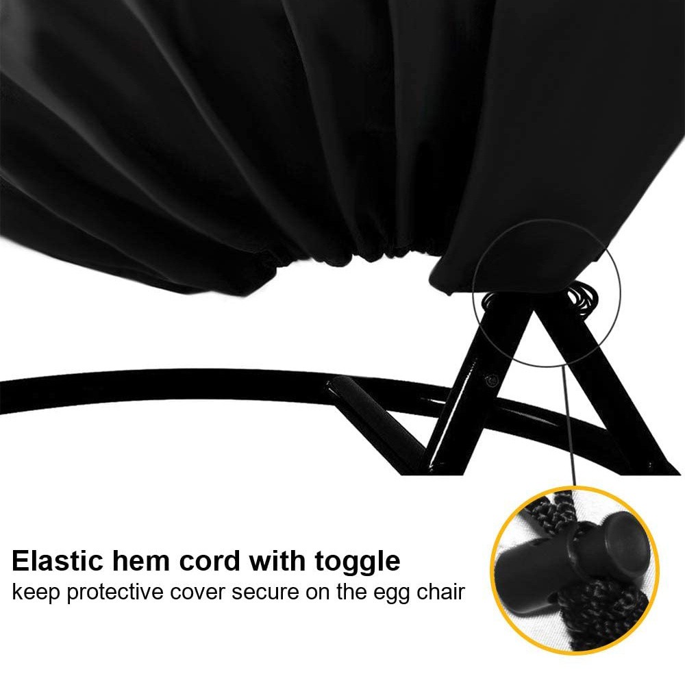 Outdoor Durable Waterproof Egg Swing Chair Cover with Zipper Single Swing Egg Chair Dust Protector for Patio Swing Chair