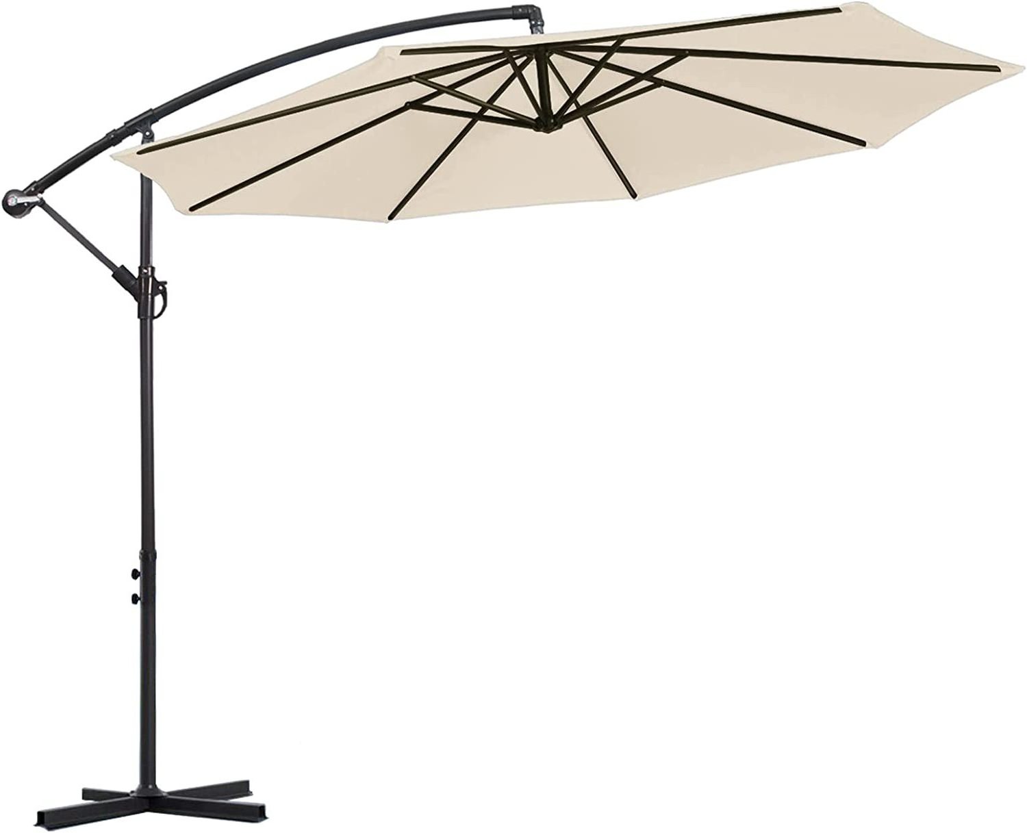 Dandelion 10ft Parasol Umbrellas Outdoor, Cantilever Hanging Beige Umbrellas & Base Weight for Beach Garden Restaurant