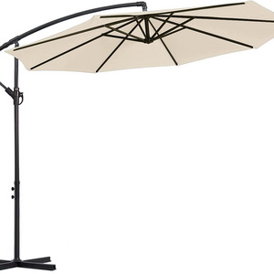 Dandelion 10ft Parasol Umbrellas Outdoor, Cantilever Hanging Beige Umbrellas & Base Weight for Beach Garden Restaurant