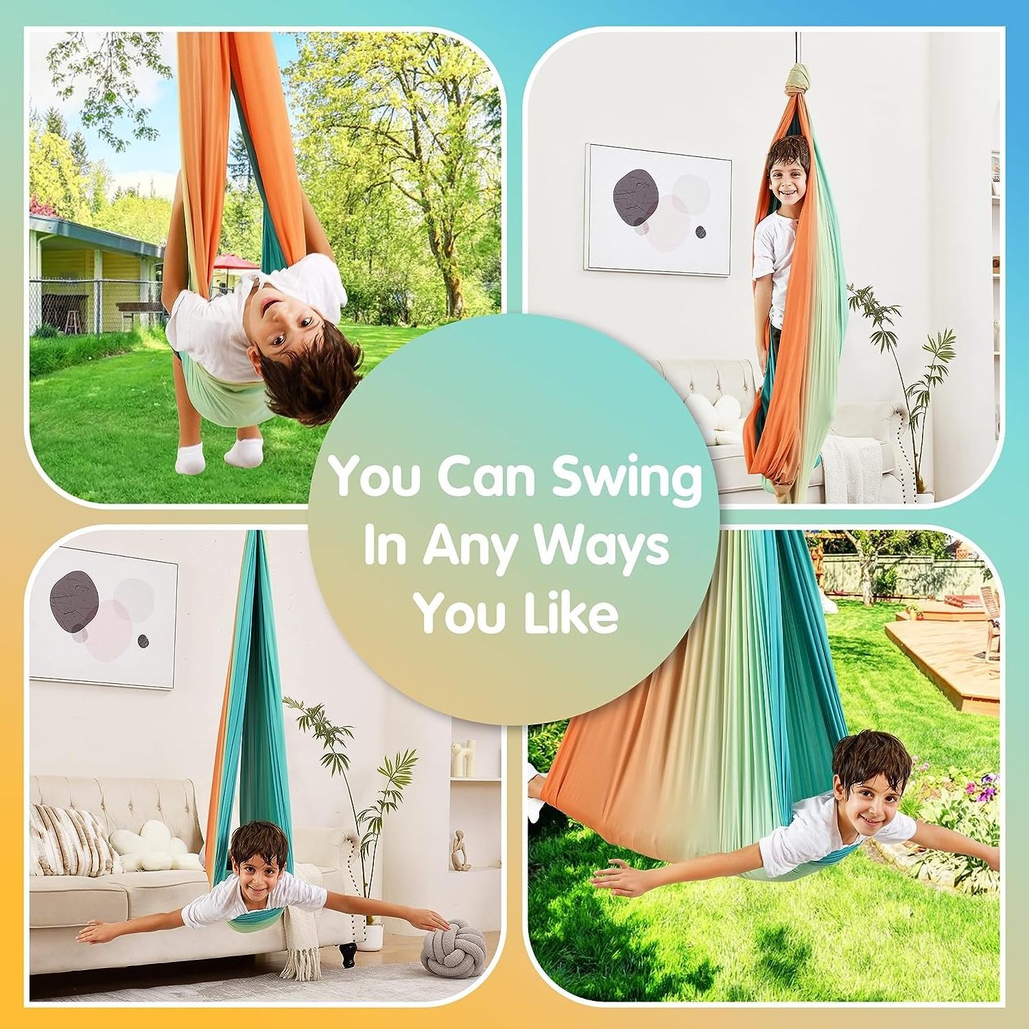 Rainbow Sensory Swing Hammock for Child & Adult with Autism (Orange)