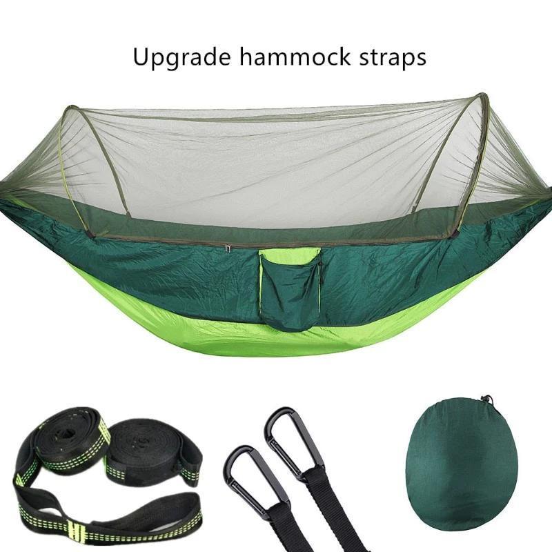 210T Parachute Nylon Hammocks Easy Pop-Up Camping Hammock With A Mosquito Net