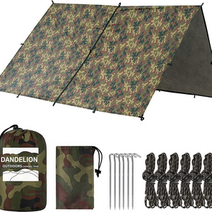 Dandelion Waterproof Camping Tarp, Lightweight Hammock Rain Fly, UV Protection Backpacking Cover, 10x10 ft Large Tent Footprint