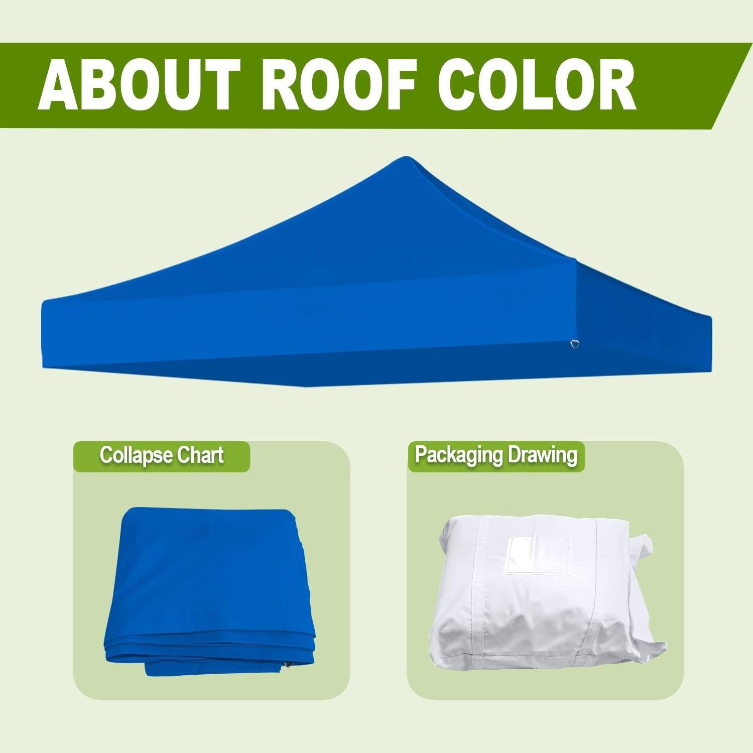 Waterproof and Windproof Green Canopy Replacement Top Pop Up Canopy Tent for Outdoor Garden Patio