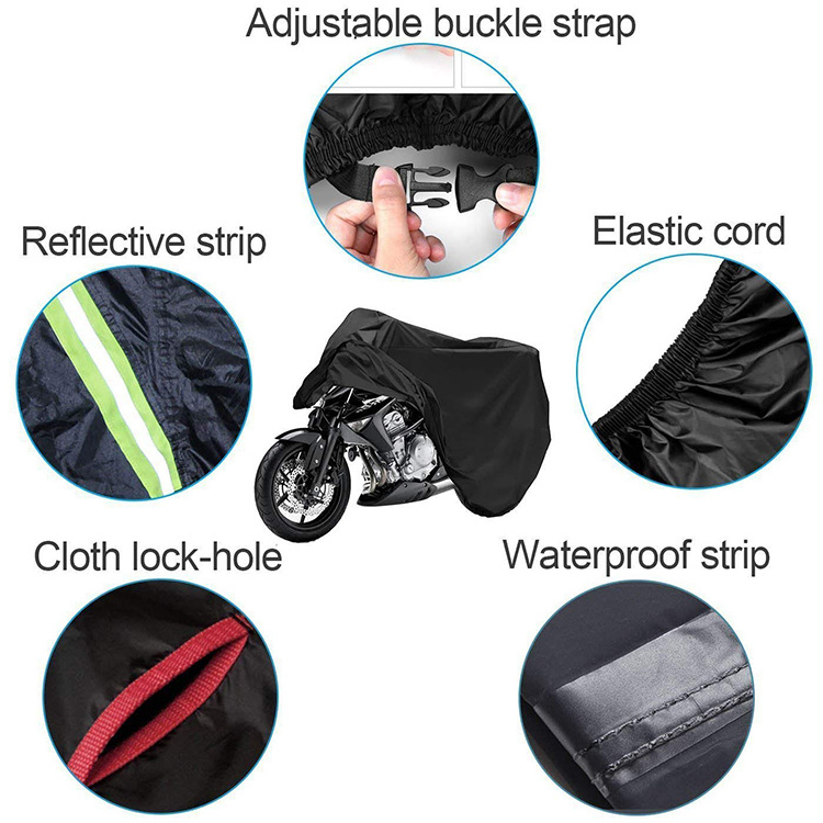 Customized Heavy Duty Waterproof Motorcycle Cover Pattern 210T Oxford Dust-proof Covers for Motorbike Outdoor